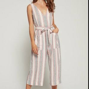 GAP Petite Striped Linen Jumpsuit